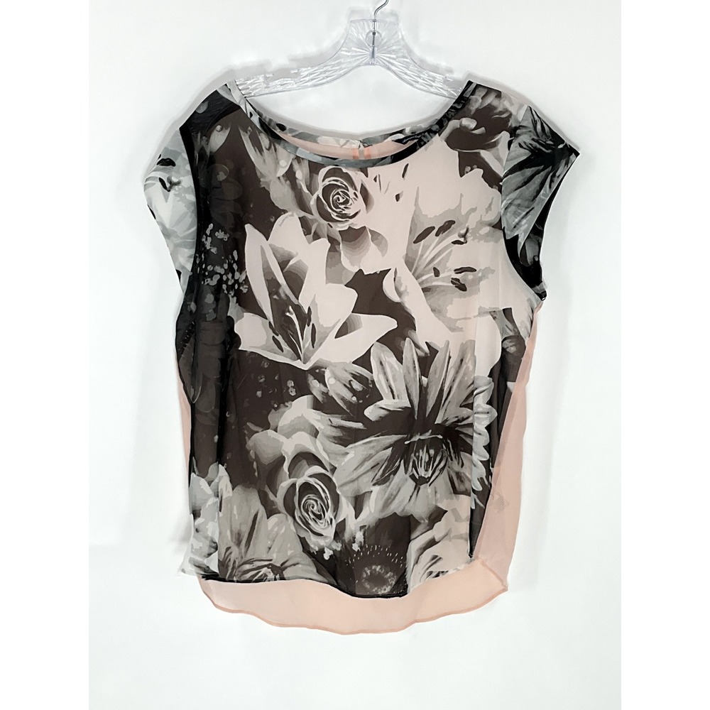 American‎ Eagle Outfitters Top Women M/L Dark Floral Sheet Short Sleeve Boho